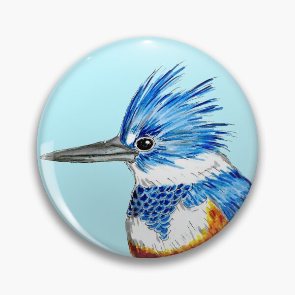 Item preview, Female Belted Kingfisher Drawing Aqua Background designed and sold by Sockstomistic.