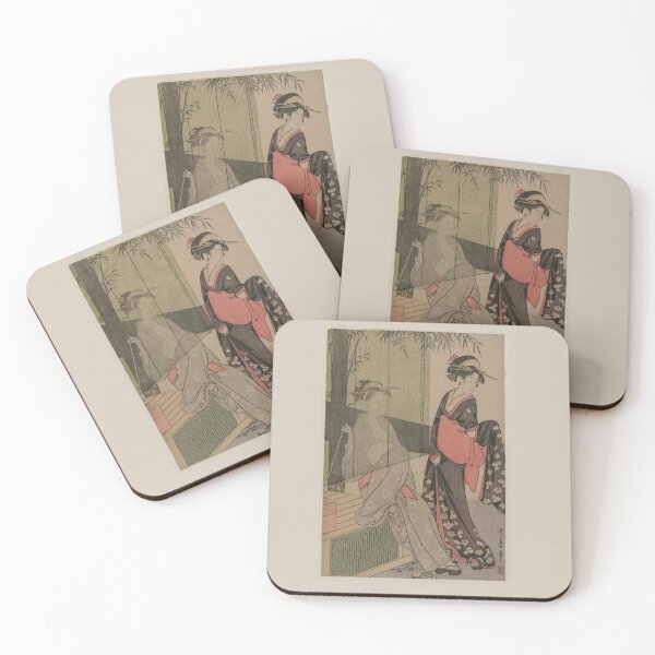 Item preview, Two Women by a Bamboo Blind (c. 1797 or 1798) by Kitagawa Utamaro  designed and sold by NurturingSpirit.