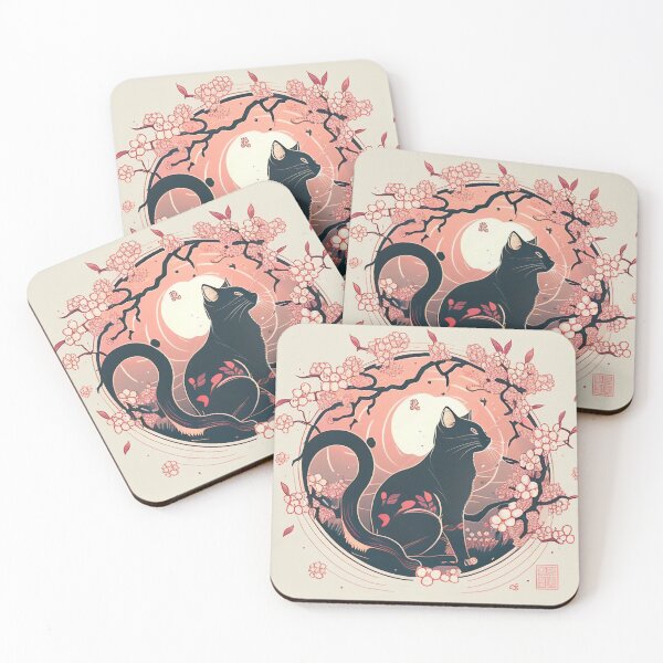 Item preview, Black Cherry Blossom Cat designed and sold by heyhannaleah.