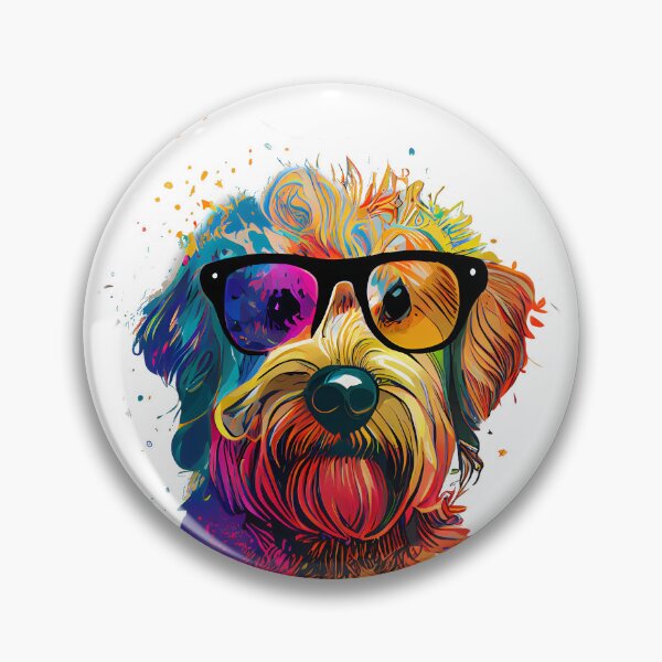 Item preview, Colorful cool Golden Doodle dog with sunglasses designed and sold by MLArtifex.
