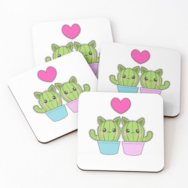 Item preview, Catci in love in pink and blue pots designed and sold by QuirkyCatz.