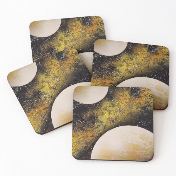 Item preview, Spray paint art yellow planets designed and sold by WoodRocksArt.