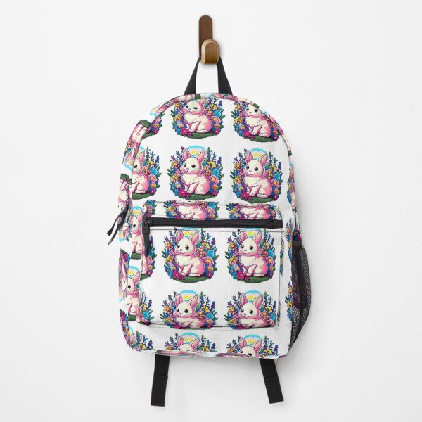 Item preview, A pink rabbit sitting in a field of colorful flowers designed and sold by Anirammax.