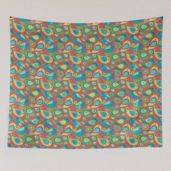 Item preview, Whimsical Modern Colorful Paisley Bird Seamless Repeat Surface Pattern designed and sold by MoePark.
