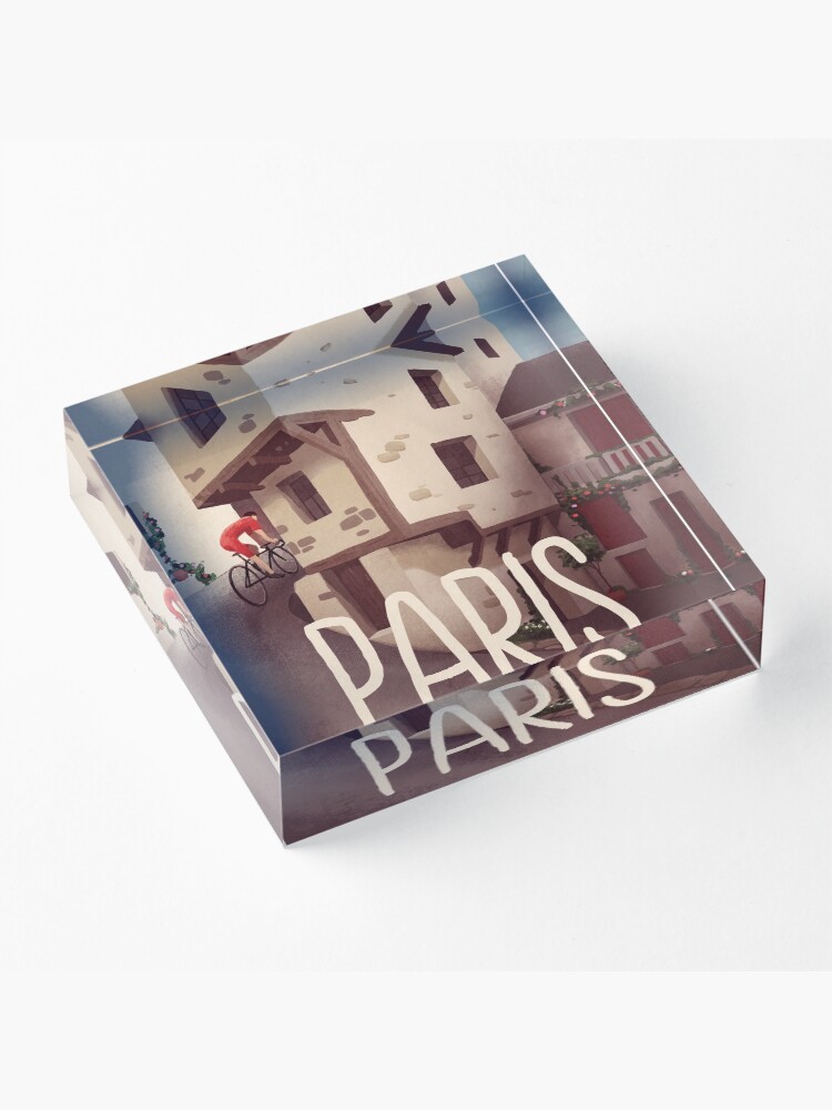 Alternate view of "Paris" Cyling Poster Acrylic Block