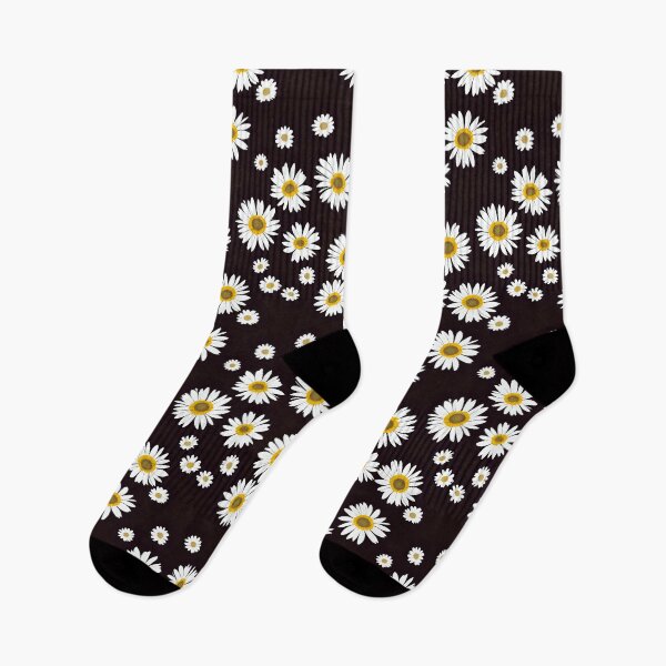 Item preview, Daisy flower pattern black background, daisies designed and sold by PhimaDesing.