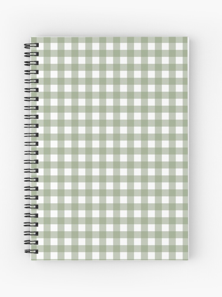 Thumbnail 1 of 3, Journal, Gingham - sage green and white plaid pattern by Cecca Designs designed and sold by Cecca-Designs.