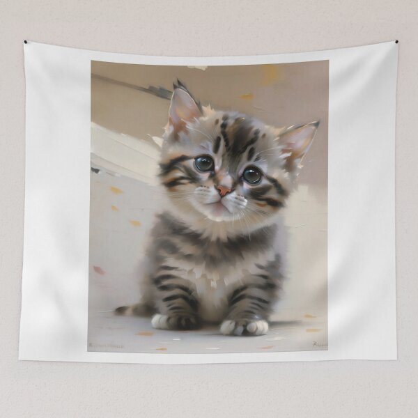 Item preview, Feline Playfulness: A lively kitty oil painting designed and sold by KH-GardenEden.