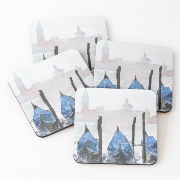 Item preview, Venice gondolas in front of Maggiore in watercolour designed and sold by Art by Jane and James.