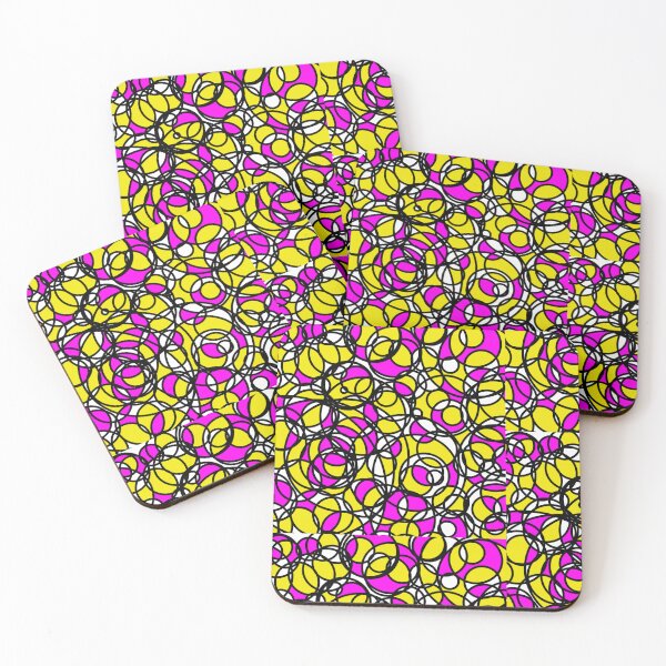Item preview, Pink and yellow circular pattern print  designed and sold by Beena83.