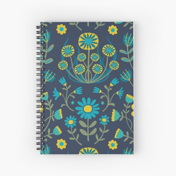 Item preview, Arts and Crafts Folk Floral - turquoise and mustard - floral pattern by Cecca Designs designed and sold by Cecca-Designs.