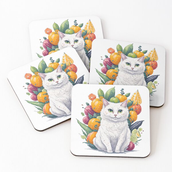 Item preview, Vegan Paws White Vege Cat designed and sold by OmStyleStudio.