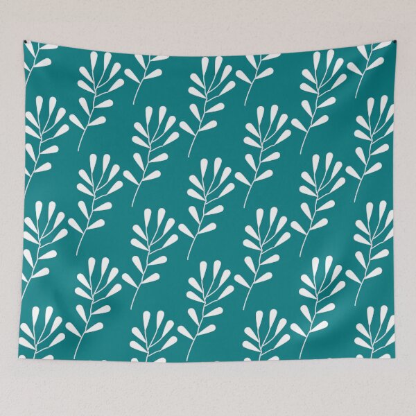 Item preview, Abstract Floral Fern Leaves Design On Teal Background designed and sold by burbankdesigns.