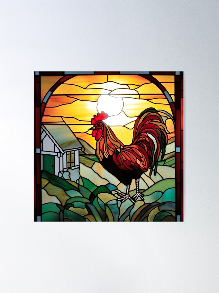 Stain selling glass rooster