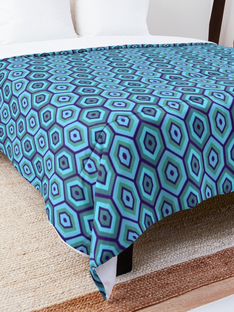 Alternate view of Robins Egg Blue Geometric Retro Pattern Comforter