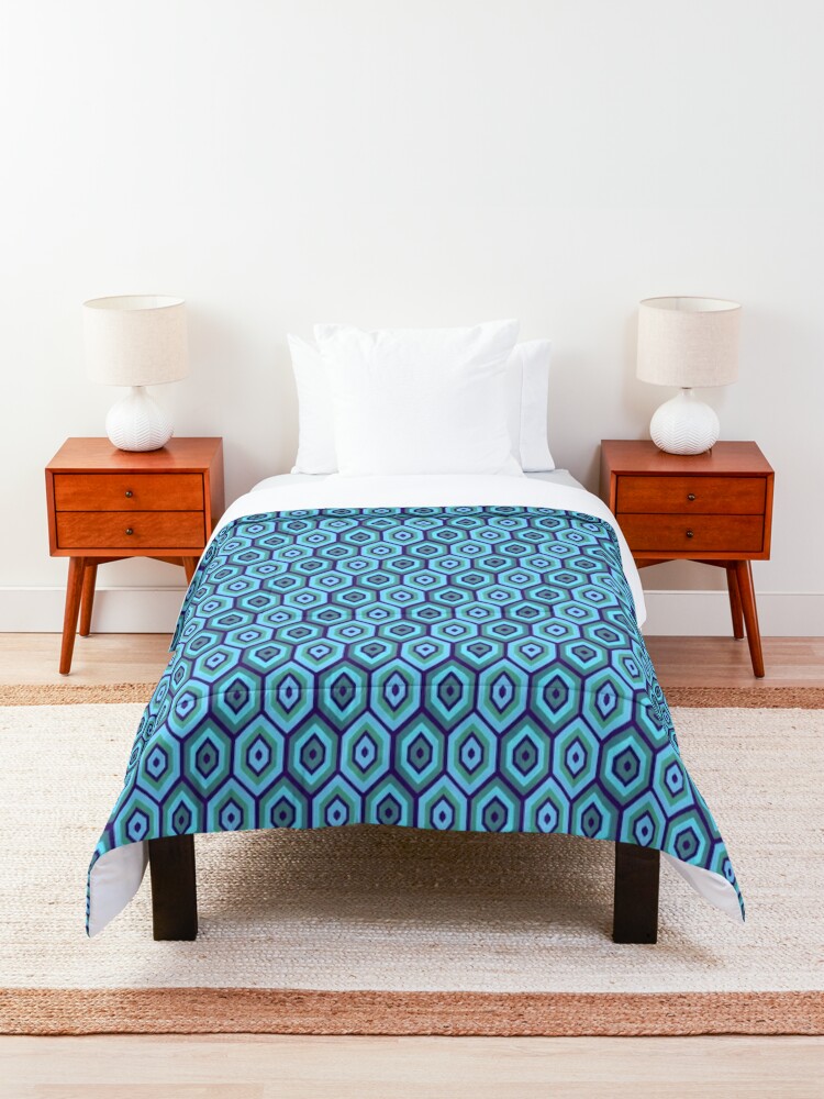 Alternate view of Robins Egg Blue Geometric Retro Pattern Comforter