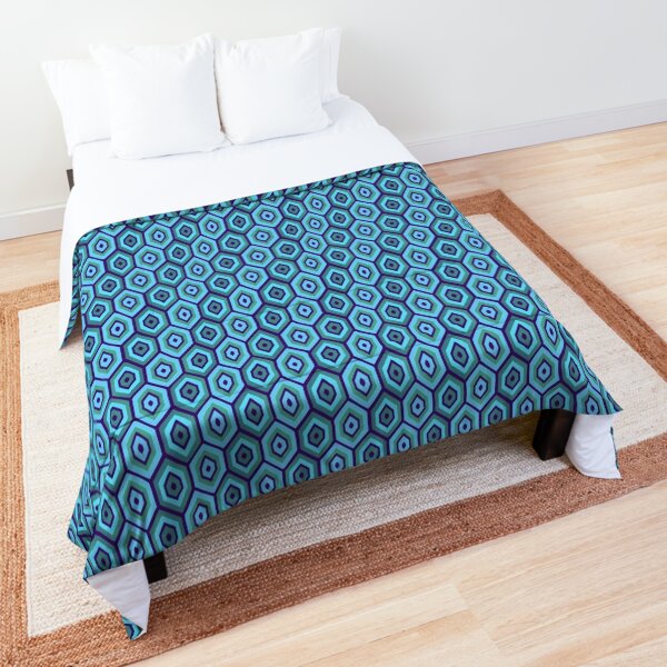 Robins Egg Blue Geometric Retro Pattern Comforter
