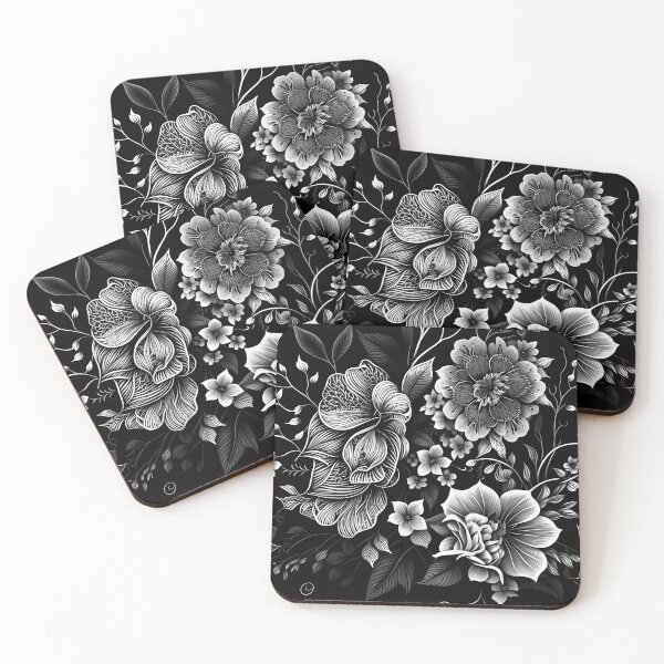 Item preview, wonderful flowers black white designed and sold by SMILE88.