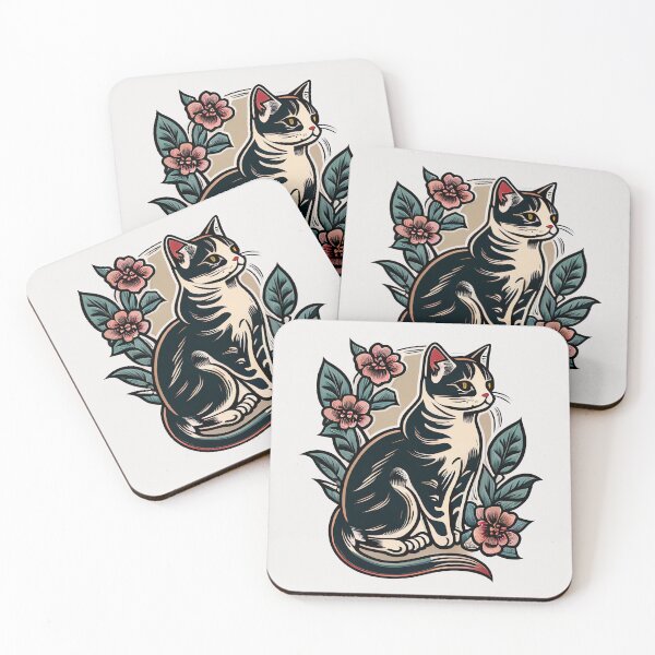 Item preview, American Traditional Cat Tattoo 1 designed and sold by heyhannaleah.