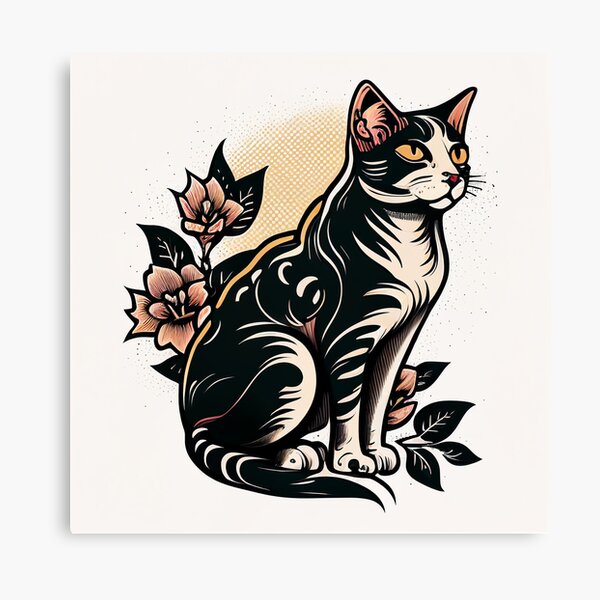 Top 30 American Traditional Cat Tattoos  Traditional Cat Tattoo Designs