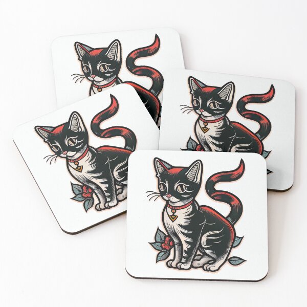 Item preview, American Traditional Kitten Tattoo designed and sold by heyhannaleah.