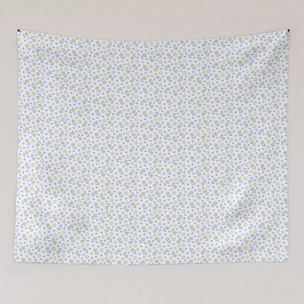 Item preview, Dainty floral cartoon print - green and blue designed and sold by Izzz P.