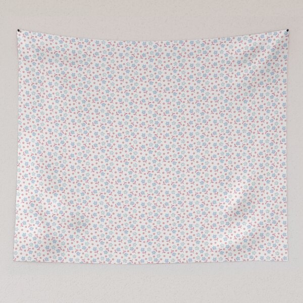 Item preview, Dainty floral cartoon print - pink and blue designed and sold by Izzz P.