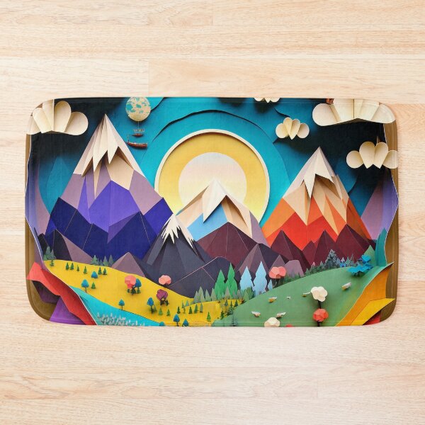 Item preview, Coloured Craft Paper Mountain Sunset Scene designed and sold by TVBArchive.