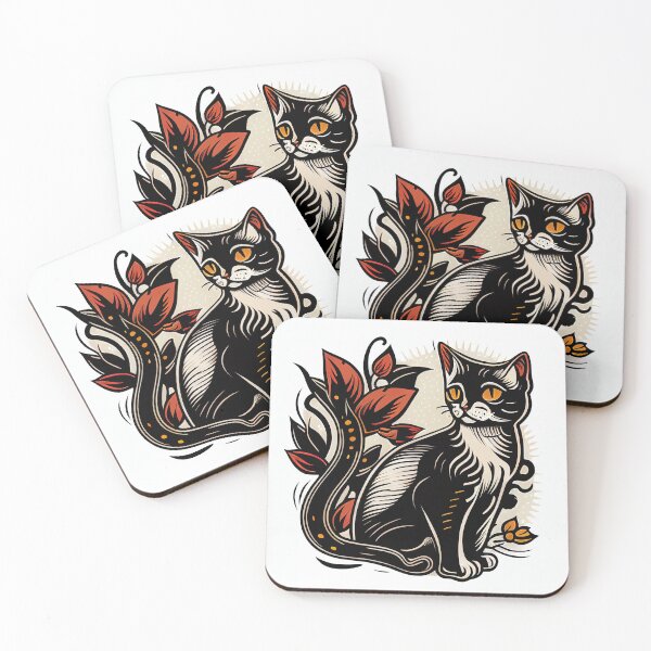 Item preview, American Traditional Cat Tattoo 4 designed and sold by heyhannaleah.