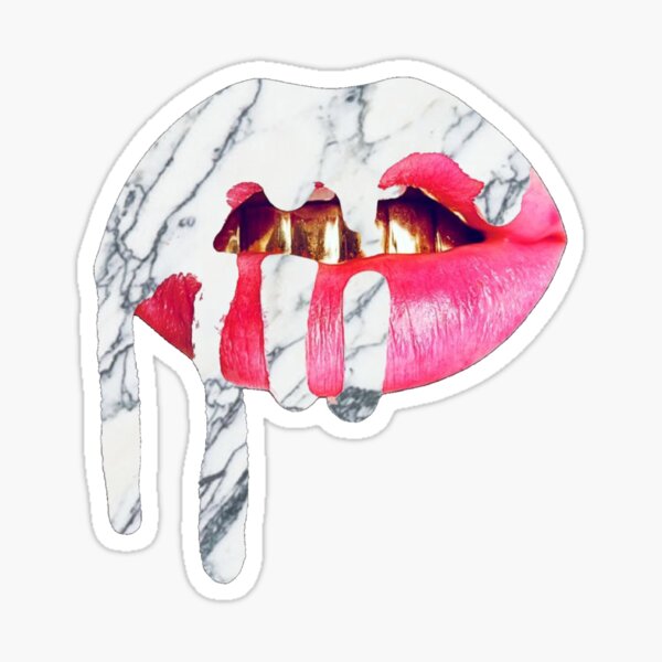 White Marble Dripping Lip Sticker