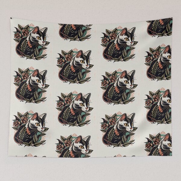 Item preview, American Traditional Cat Tattoo 5 designed and sold by heyhannaleah.