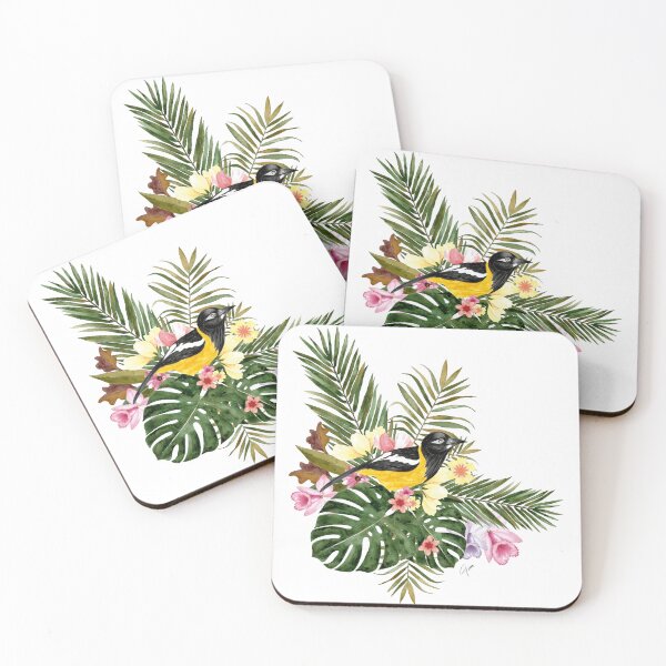 Item preview, Tropical Flowers and Turpial designed and sold by GinColorist.