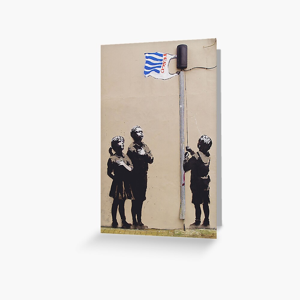 In Tesco We Trust By Banksy Greeting Card By Flandabble Redbubble 3086