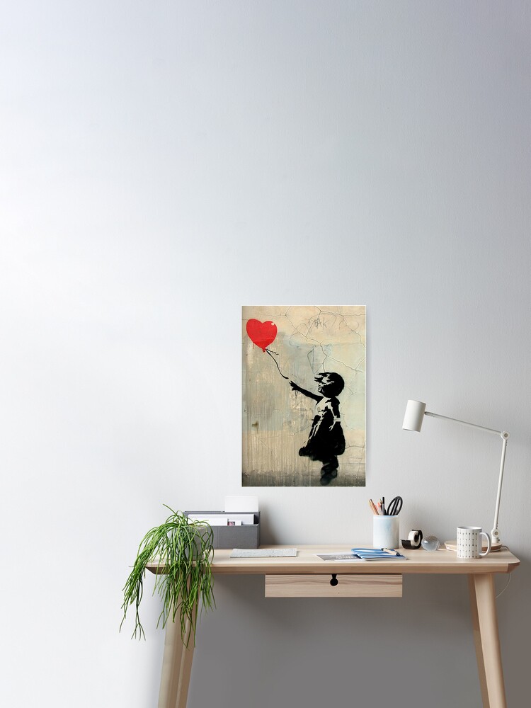  Personalized Romantic Valentine's Day – Easel Backed Tabletop  or Wall Art. Perfect for Wedding Anniversary. (17 - Heart Balloon (Banksy  Style)): Posters & Prints