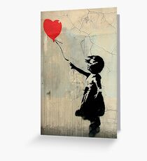 Banksy Red Heart Balloon Greeting Card