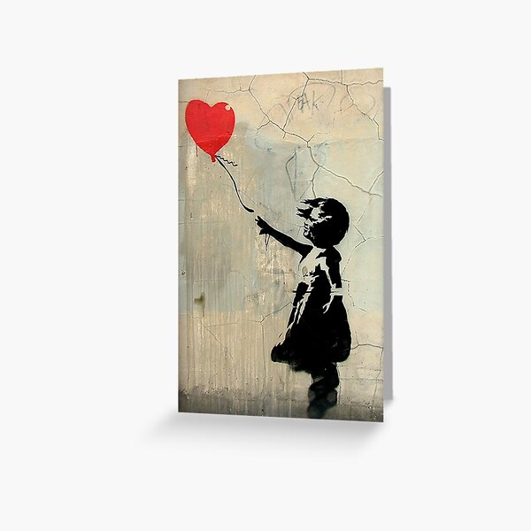 Banksy Red Heart Balloon Greeting Card