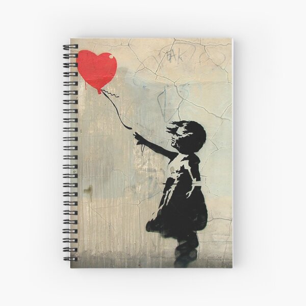 Banksy Red Heart Balloon Spiral Notebook