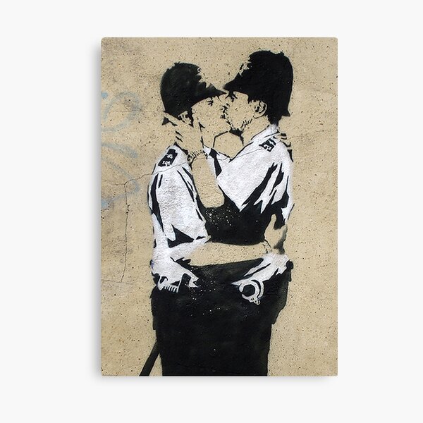 Banksy Kissing Police Canvas Print