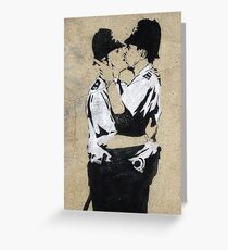 Banksy Kissing Police Greeting Card