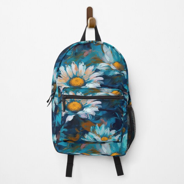 Item preview, Daisy Fields Blue Expressionist Floral Pattern  designed and sold by iPaint Airbrush Studio.