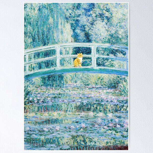 Item preview, Funny Orange Cat Water Lilies and Japanese Bridge by Claude Monet designed and sold by evermore-design.