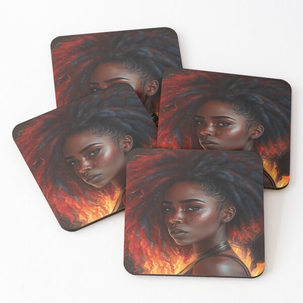 Item preview, Black girl with flame hair designed and sold by Afrobood.