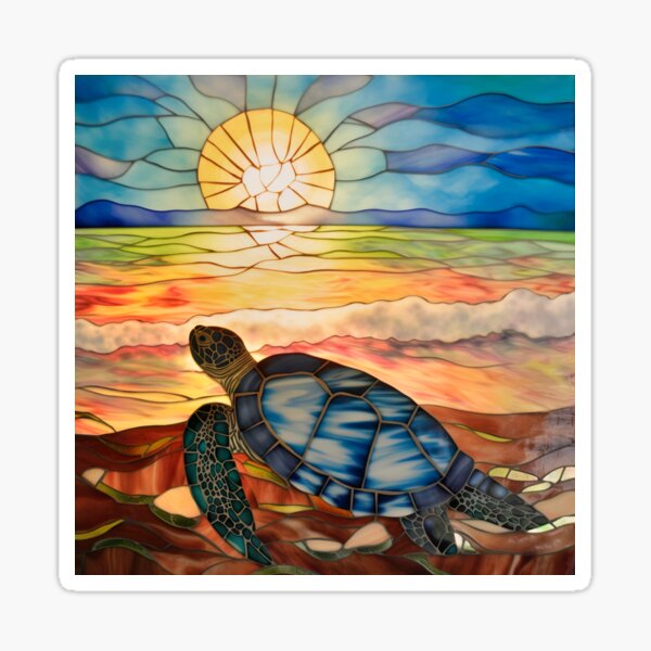 Stained Glass Sea Turtle T-Shirt - Island Reef