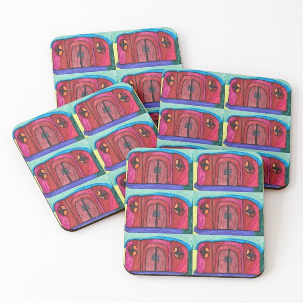 Item preview, Red House with Blue Sky and Violet, Sand and Green designed and sold by PodmenikArt.