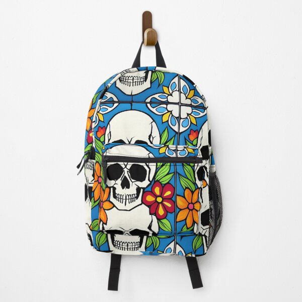 Item preview, Orange, red, and blue flowered Double Skull pattern designed and sold by McCallnWaldo.