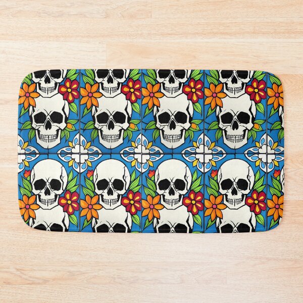 Item preview, Orange, red, and blue flowered Double Skull pattern designed and sold by McCallnWaldo.