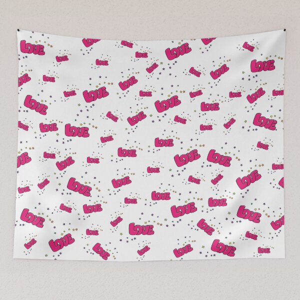 Item preview, Pink Love and Stars Pattern on White designed and sold by HectorCantres.