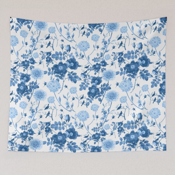 Item preview, blue botanical flowers designed and sold by ElizabethCoelho.