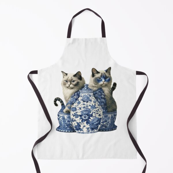 Item preview, Pair of Kitties that love Blue China Patterns #1 Super Cute designed and sold by Kalligraphika.