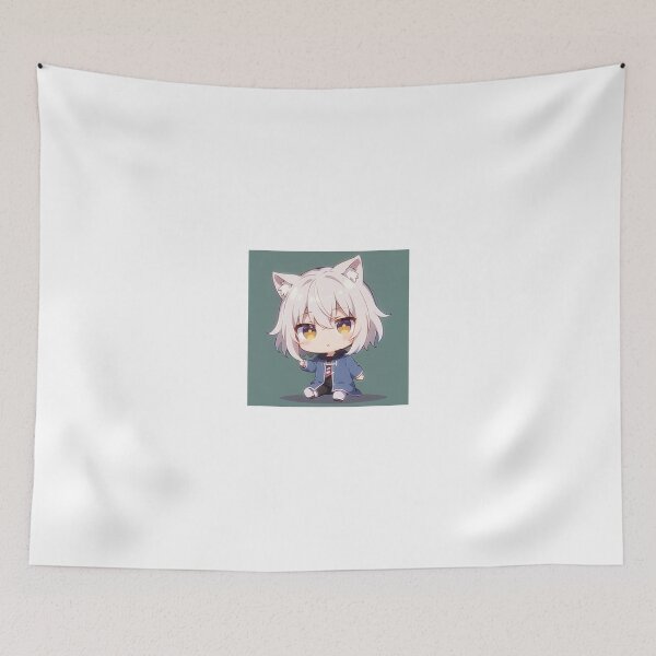 Item preview, A Beautiful Cute Chibi Wolf Boy Sticker Very Kawaii designed and sold by HikariAtelier.